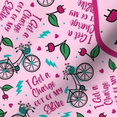 Large 27x18 Fat Quarter Panel I Get a Charge out of my EBike Electic Bicycle Cycling Enthusiast