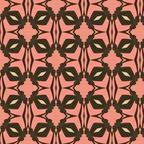 PAINTED ABSTRACT - VINTAGE PINK, BLACK AND BEIGE