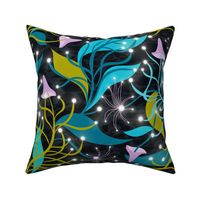 Glowing Garden - Otherworldly Botanical Floral Midnight Large Scale