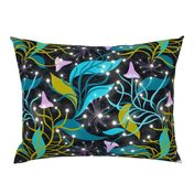 Glowing Garden - Otherworldly Botanical Floral Midnight Large Scale