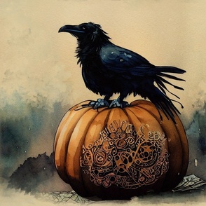 Raven Carved a Steampunk Pumpkin 