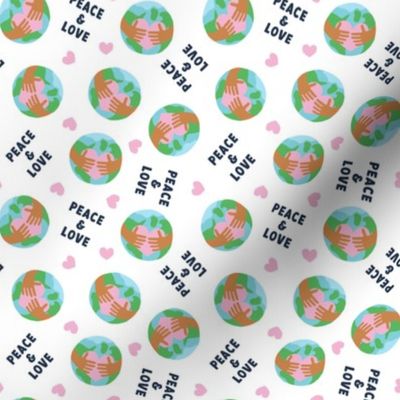 Peace & Love - Earth - pink & white -  LAD22 