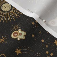 Boho Baby Astronaut:  Small-scale Charcoal Black/Gold/Grey