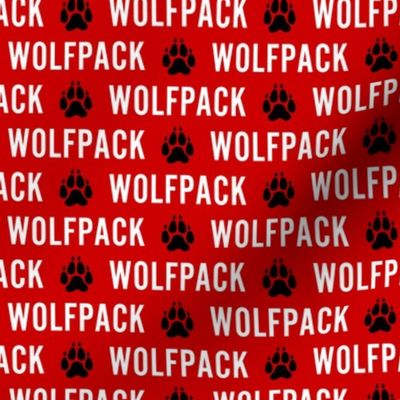 Wolfpack - paw print - white on red - LAD22