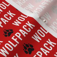 Wolfpack - paw print - white on red - LAD22