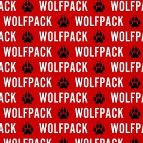 Wolfpack - paw print - white on red - LAD22