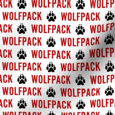 Wolfpack - paw print - red on white - LAD22