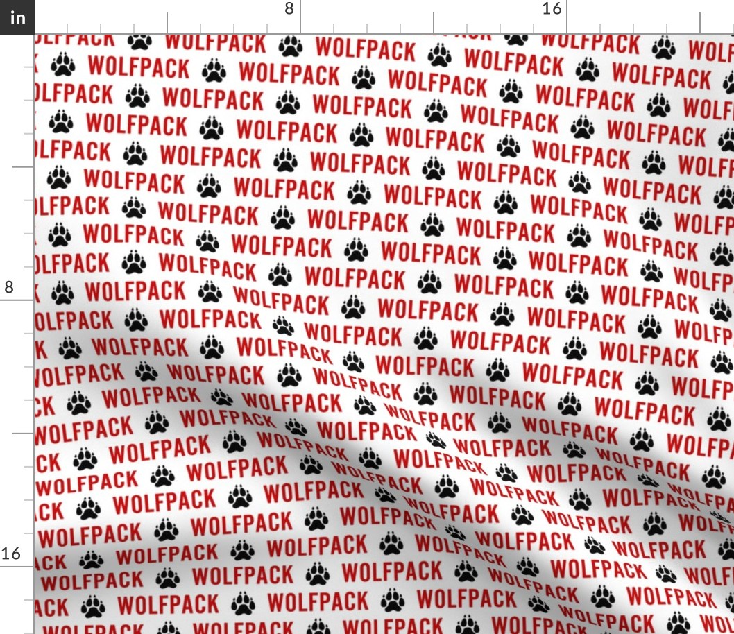 Wolfpack - paw print - red on white - LAD22
