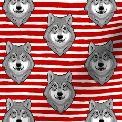 Wolves on red stripes - LAD22