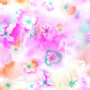 Watercolor Abstract Fantasy Flowers