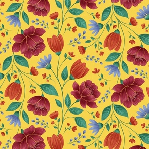 Fiesta Folky Floral Red on Yellow