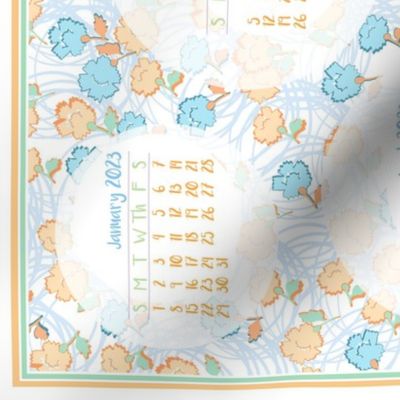 JANE aqua citrus 2023 calender tea towel