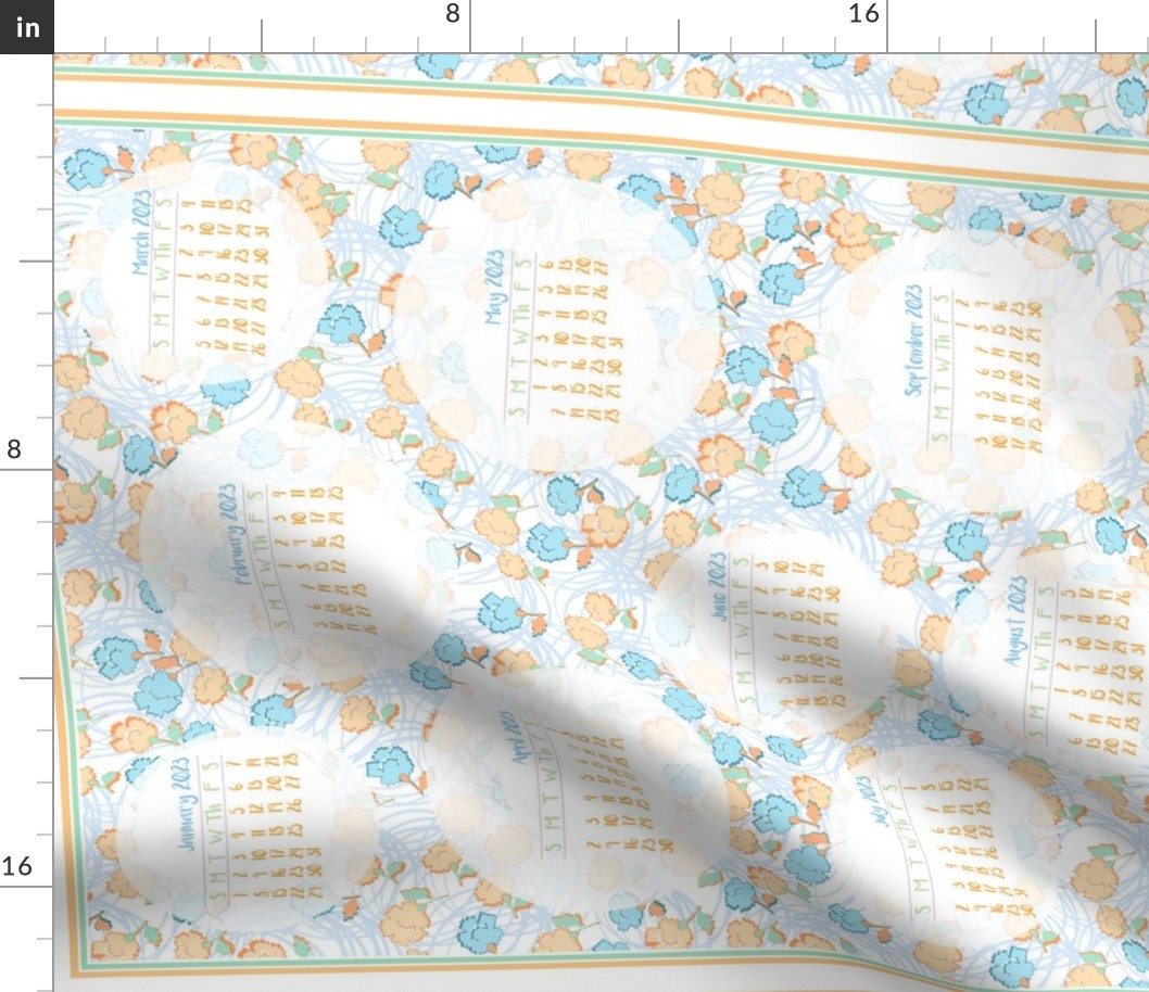 JANE aqua citrus 2023 calender tea towel