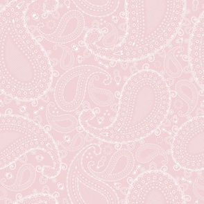 White Paisley on Cotton Candy Pink - SMALL
