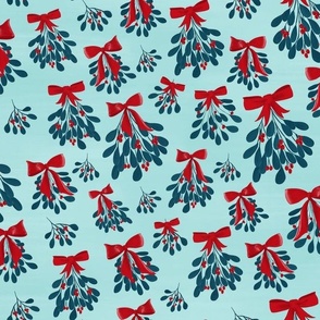 Mistletoe and Bows Holiday Print