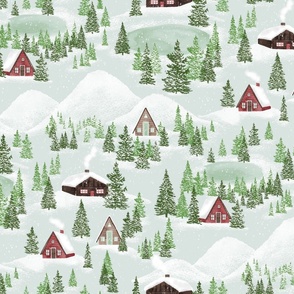 Cozy Cabins in the Winter Woods