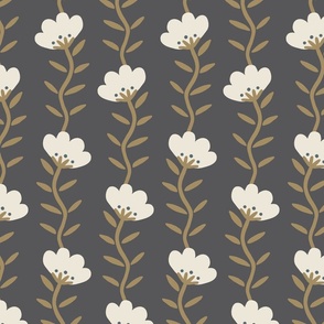 Flower Vines |  Gold and Cream on Charcoal