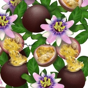 Passion fruit with flowers