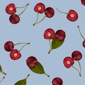 Minimalism summer pattern with Cherry and leaves. 