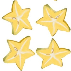 Sliced star fruit on whit background