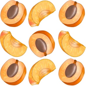  Peach slices on white background