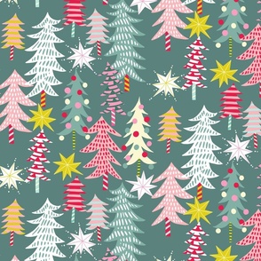 christmas forest // grey mint // medium scale