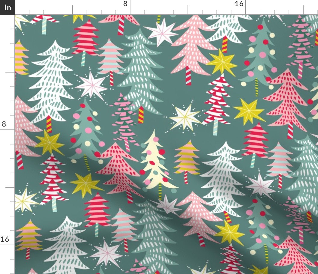 christmas forest // grey mint // medium scale