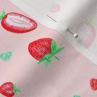 Delicious red strawberries on a pink background, Medium 8 inches.