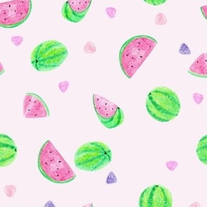 Watermelons on pink background Medium 8 inches.