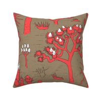 Otherworldly joshua trees coral on brown | large | colorofmagic