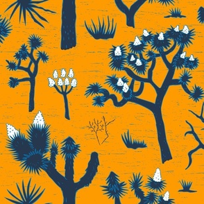 Otherworldly joshua trees navy on marigold | large | colorofmagic