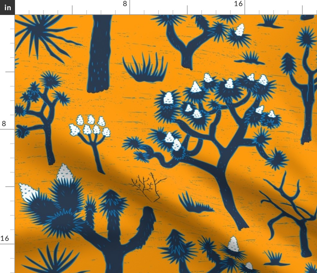 Otherworldly joshua trees navy on marigold | large | colorofmagic