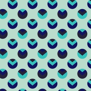 Blue, navy and teal circles and triangles - Medium scale