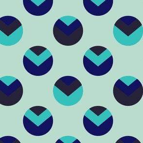 Blue, navy and teal circles and triangles - Large scale