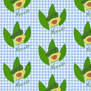 Avocado Picnic - blue gingham, medium