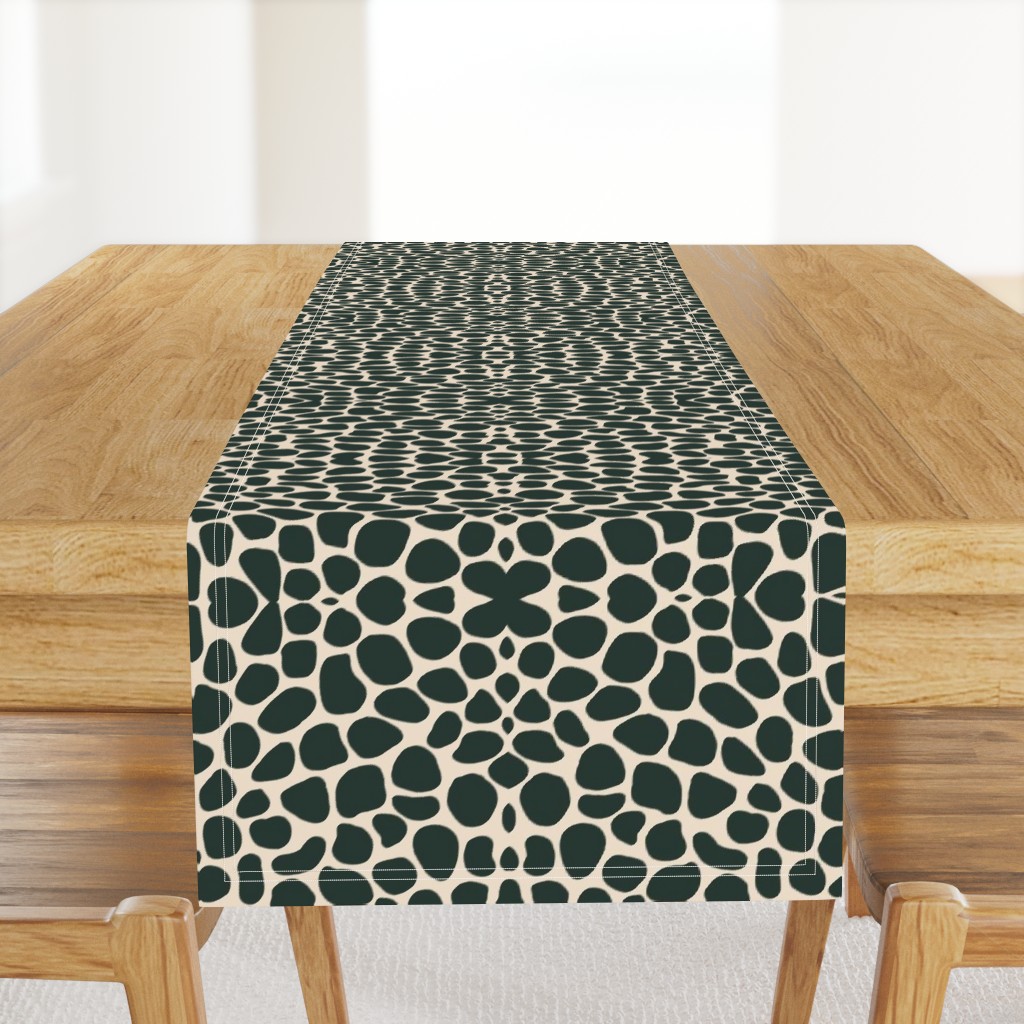 Dark Green pebble mosaic on cream