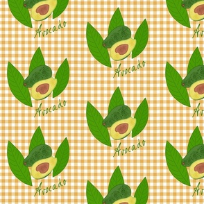 Avocado Picnic - honey ginger gingham, medium