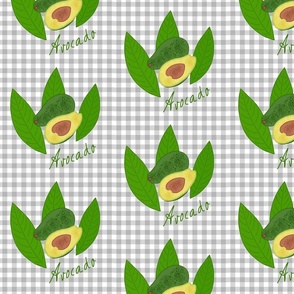 Avocado Picnic - silver gingham, medium