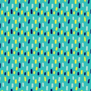 Blue, mint green and yellow short irregular stripes - Small scale