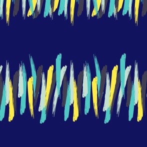 Yellow, navy and teal strokes - Medium scale