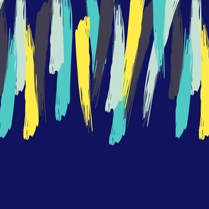 Yellow, navy and teal strokes - Large scale