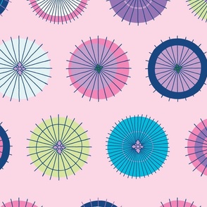 Colorful Japanese Umbrella - Pink Background (large)