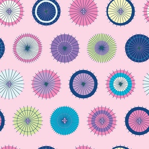 Colorful Japanese Umbrella - Pink Background (medium)