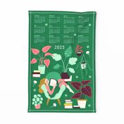 House plants and books tea towel calendar 2024