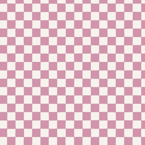 Small // Retro Checker Chequerboard Pattern in Orchid Mauve