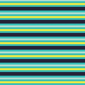 Horizontal stripes in yellow, teal and navy - Medium scale