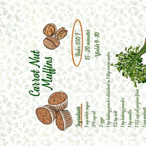 Carrot Nut Muffin Recipe Tea Towel