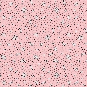 Mitzi Ditsy: Crystal Rose Pink & Black Tiny Floral, Dotted Floral