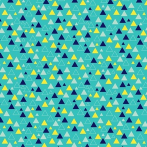 Blue, yellow and teal triangles - Medium scale