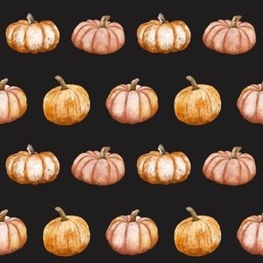 Watercolor Pumpkins on Black (small) / fall/halloween/thankgiving
